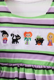 Purple witch embroidery stripe ruffle bloomer set - Aaria Tees Aaria Tees