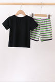 Black witch embroidery stripe shorts set - Aaria Tees Aaria Tees