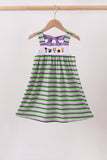 Purple witch embroidery bow stripe dress - Aaria Tees Aaria Tees