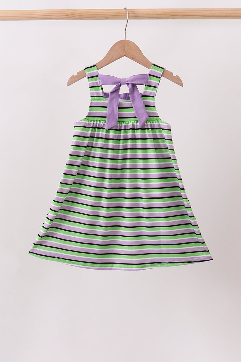 Purple witch embroidery bow stripe dress - Aaria Tees Aaria Tees