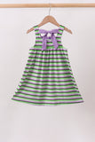 Purple witch embroidery bow stripe dress - Aaria Tees Aaria Tees