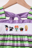 Purple witch embroidery bow stripe dress - Aaria Tees Aaria Tees