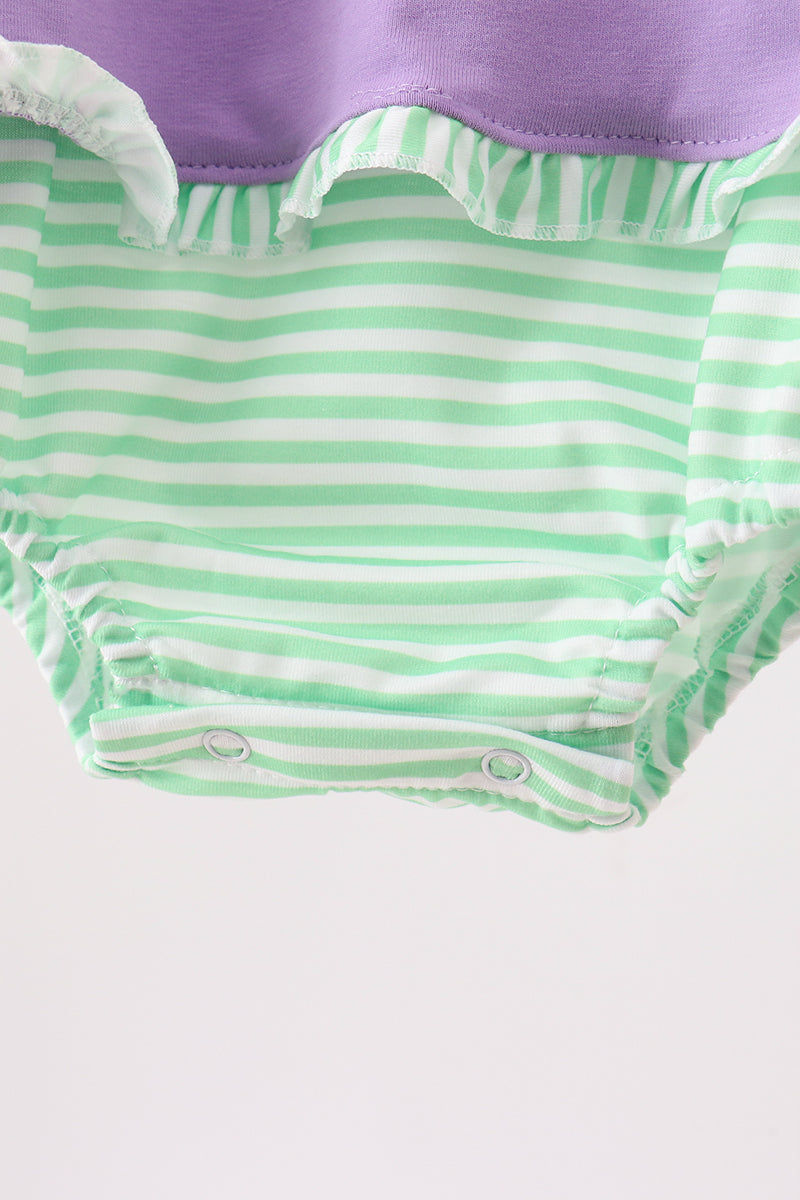 Purple witch applique stripe ruffle bubble - Aaria Tees Aaria Tees