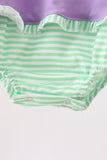 Purple witch applique stripe ruffle bubble - Aaria Tees Aaria Tees