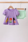 Purple witch applique stripe bloomer set - Aaria Tees Aaria Tees