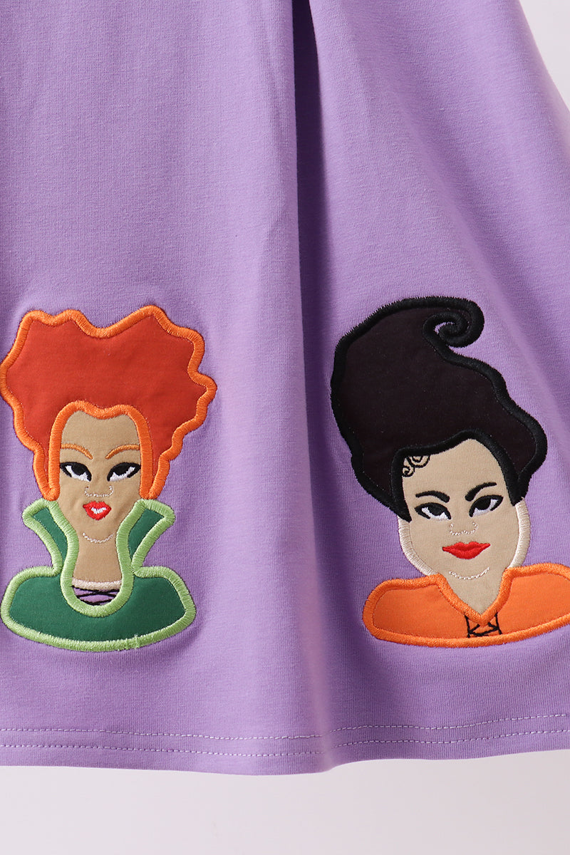 Purple witch applique dress - Aaria Tees Aaria Tees