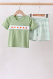 Green Pumpkin Embroidery Shorts Set Aaria Tees