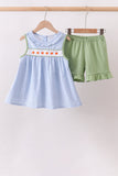 Blue Pumpkin Embroidery jacquard Ruffle Shorts Set Aaria Tees