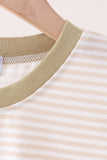 Khaki Pumpkin Embroidery Stripe Top - Aaria Tees Aaria Tees