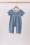 Teal Duck Embroidery Romper Aaria Tees