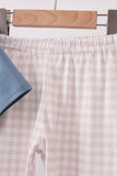 Teal Duck Embroidery Gingham Pants Set Aaria Tees