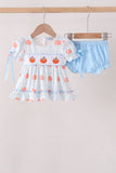 Blue Pumpkin Embroidery Ruffle Bloomer Set Aaria Tees