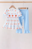 Blue Pumpkin Embroidery Ruffle Pants Set Aaria Tees