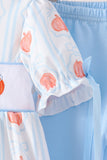 Blue Pumpkin Embroidery Ruffle Pants Set Aaria Tees