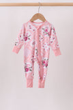 Pink Floral Bamboo Zipper Romper Aaria Tees