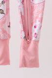 Pink Floral Bamboo Zipper Romper Aaria Tees