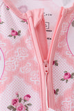 Pink Floral Bamboo Zipper Romper Aaria Tees