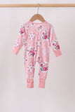 Pink Floral Bamboo Zipper Romper Aaria Tees