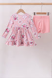 Pink Floral Bamboo Pants Set Aaria Tees