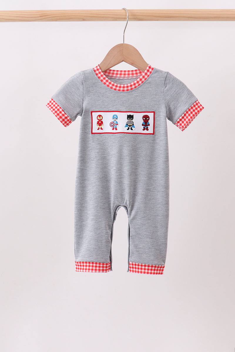 Grey character embroidery romper - Aaria Tees Aaria Tees