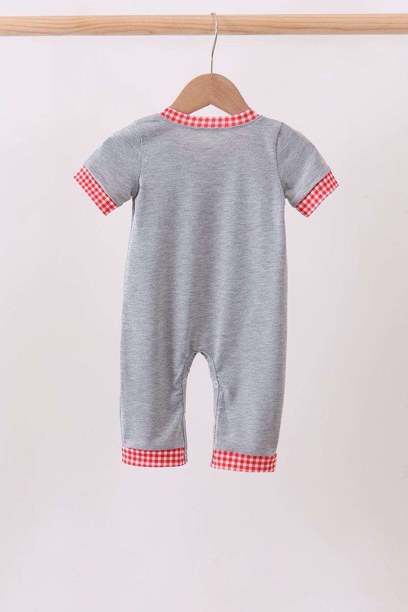 Grey character embroidery romper - Aaria Tees Aaria Tees