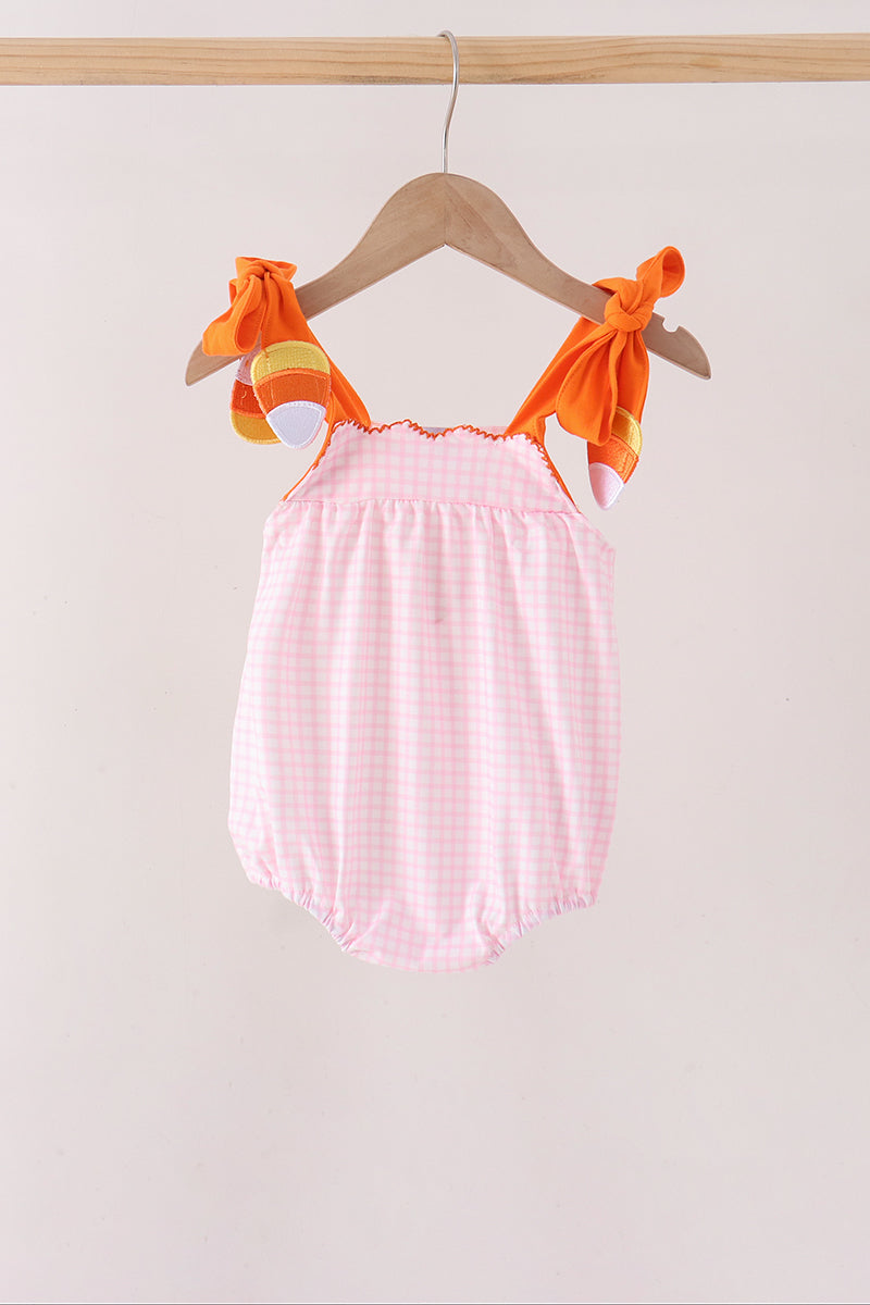Pink Gingham Candy Corn Bubble - Aaria Tees Aaria Tees
