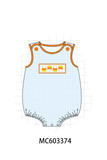 Blue Gingham Candy Corn Embroidery Bubble Aaria Tees