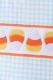 Blue Gingham Candy Corn Embroidery Shorts Set - Aaria Tees Aaria Tees