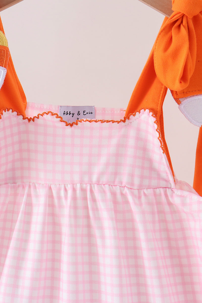 Pink Gingham Candy Corn Ruffle Shorts Set - Aaria Tees Aaria Tees