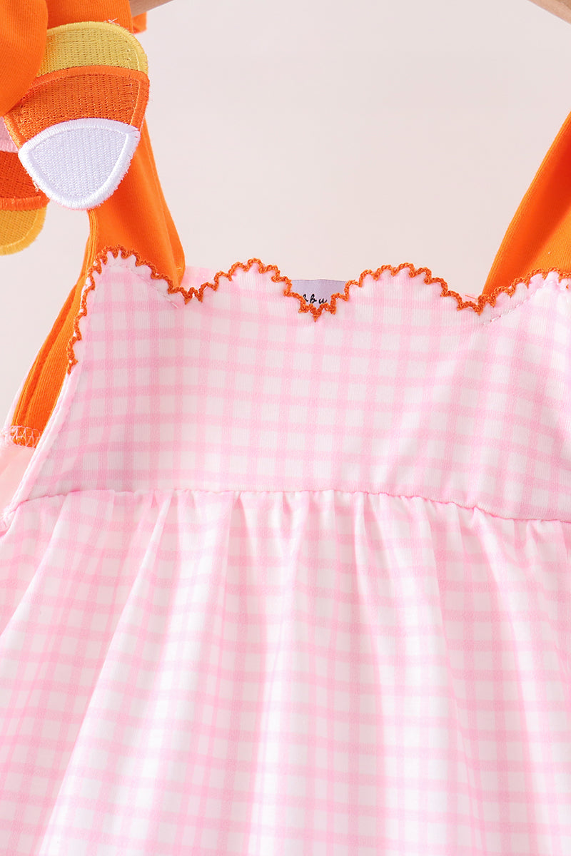 Pink Gingham Candy Corn Ruffle Shorts Set - Aaria Tees Aaria Tees