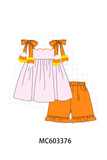 Pink Gingham Candy Corn Ruffle Shorts Set Aaria Tees