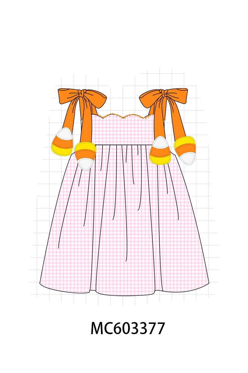 Pink Gingham Candy Corn Dress