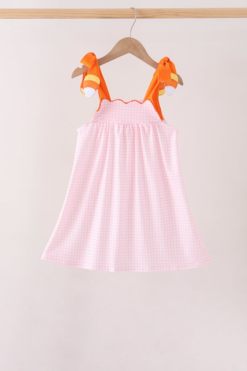 Pink Gingham Candy Corn Dress - Aaria Tees