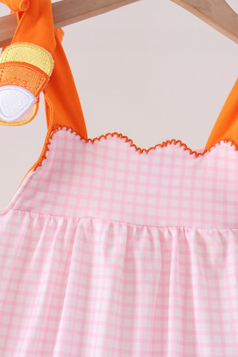 Pink Gingham Candy Corn Dress - Aaria Tees Aaria Tees