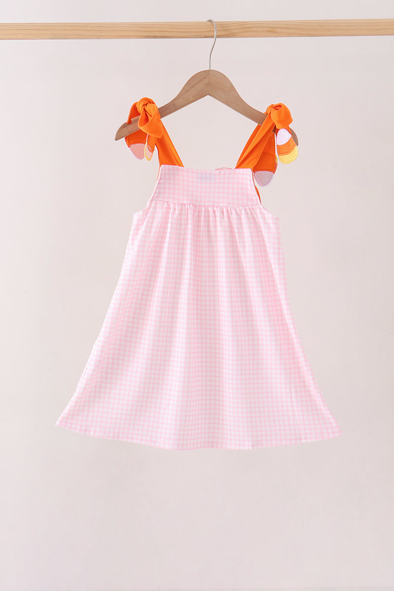 Pink Gingham Candy Corn Dress - Aaria Tees Aaria Tees