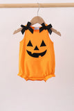 Orange Jack-O-Lantern  Applique Bow Bubble Aaria Tees