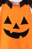 Orange Jack-O-Lantern  Applique Bow Bubble Aaria Tees