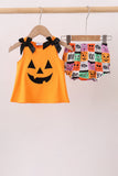Orange Jack-O-Lantern  Applique Bow Bloomer Set Aaria Tees