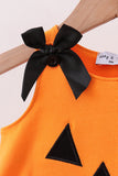 Orange Jack-O-Lantern  Applique Bow Bloomer Set Aaria Tees