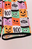 Orange Jack-O-Lantern  Applique Shorts Set Aaria Tees