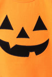 Orange Jack-O-Lantern  Applique Shorts Set Aaria Tees