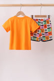 Orange Jack-O-Lantern  Applique Shorts Set Aaria Tees