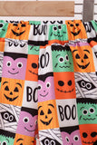 Orange Jack-O-Lantern  Applique Ruffle Shorts Set Aaria Tees