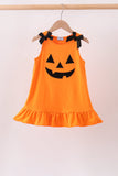 Orange Jack-O-Lantern  Applique Ruffle Dress Aaria Tees
