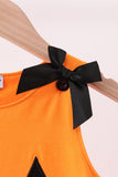 Orange Jack-O-Lantern  Applique Ruffle Dress Aaria Tees