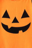 Orange Jack-O-Lantern  Applique Ruffle Dress Aaria Tees