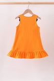Orange Jack-O-Lantern  Applique Ruffle Dress Aaria Tees