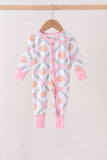 Pink Pumpkin Bow Bmaboo Zipper Romper Aaria Tees