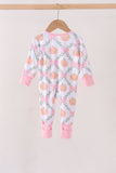 Pink Pumpkin Bow Bmaboo Zipper Romper Aaria Tees