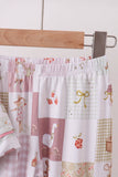 Pink Goose Bow Checkered Bamboo Pajama Set Aaria Tees